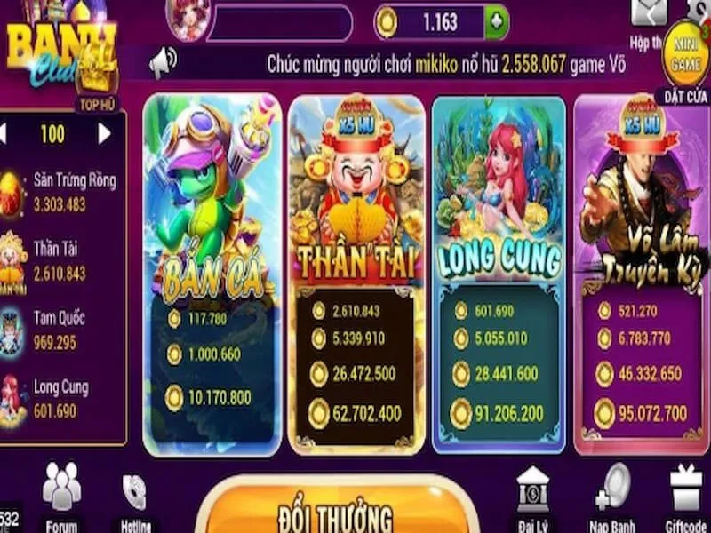 Kho tàng game tại Banh Club đa dạng